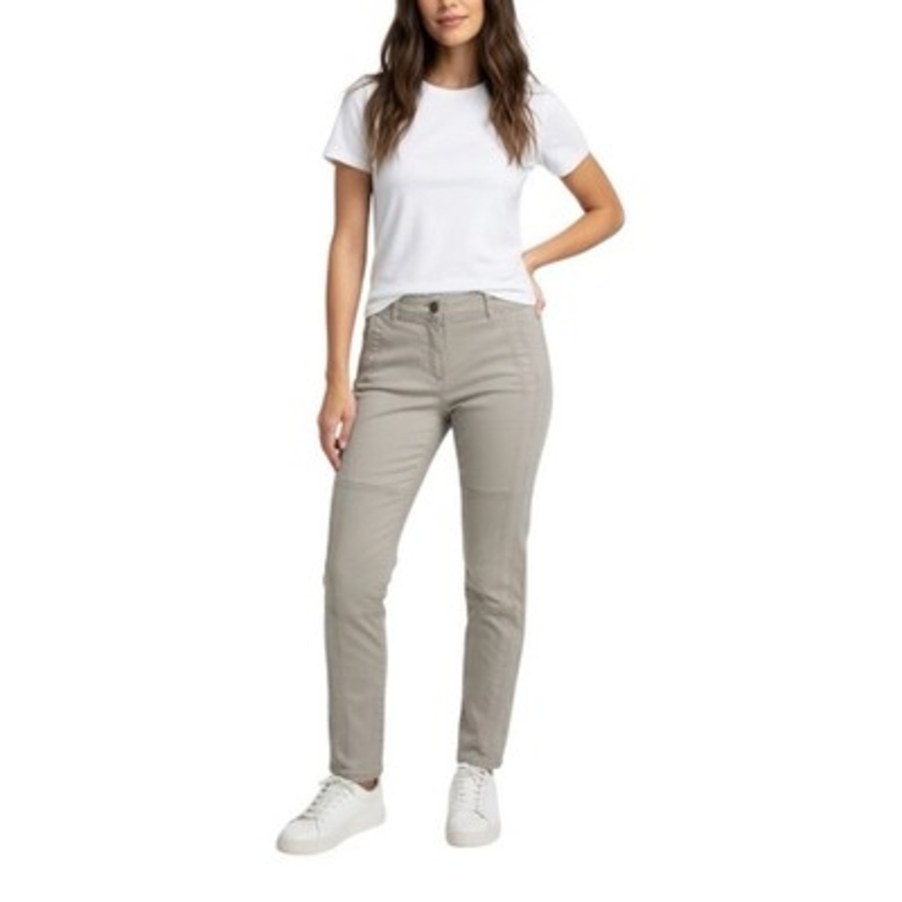 Chico's Utility Twill Pants Grey Straight Leg Size 0.5 US 6-8 Cotton Blend Good+
